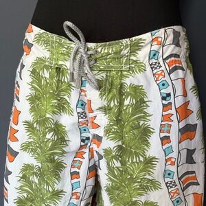 Vilebrequin Long Swim Trunks | Size XL | White Nautical Sailing Flag Print